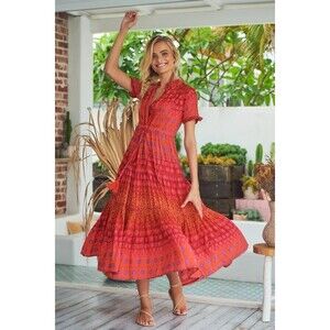 Free People Dress Extra Small Tiered Pleated Ruffle Vacation Resort Rare Feeling